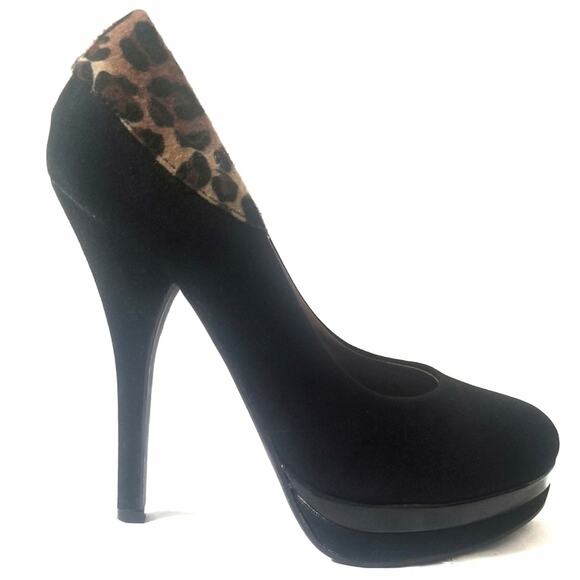 Shoedazzle | Primp Leopard Print Suede Heels - Picture 1 of 8